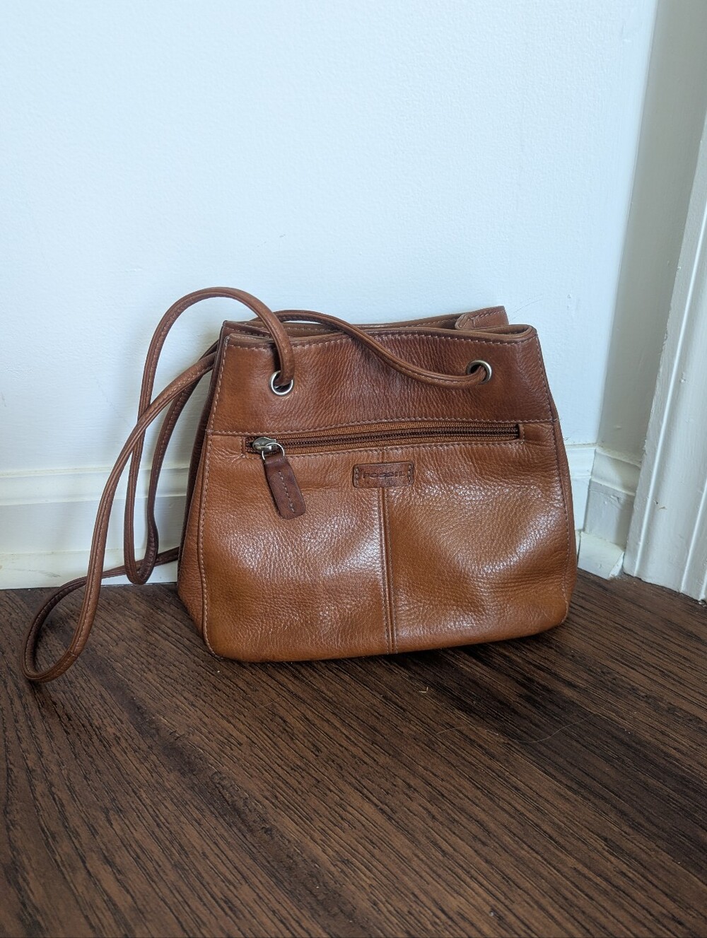 Vintage Fossil Leather Shoulder Bag Hobo Bag Brown Y2K